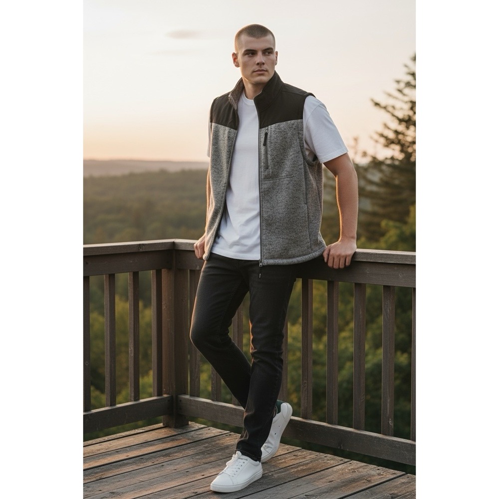 Ridgecut🔥 Toughwear 🤑Gray Color Block  Gorpcore Utility Full Zip Vest Jacket M